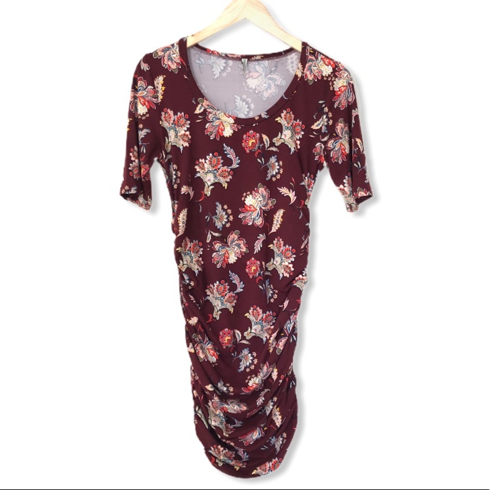 Mother Bee Maternity Maroon Paisley Dress—M
